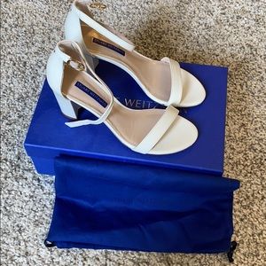 Stuart Weitzman NearlyNude Cream Block Heel Sandal